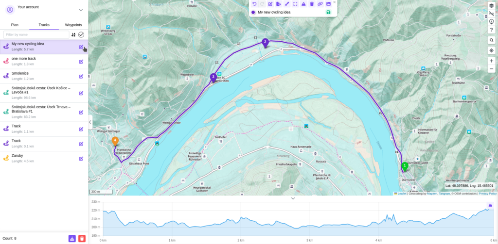 Trackbook tracks list