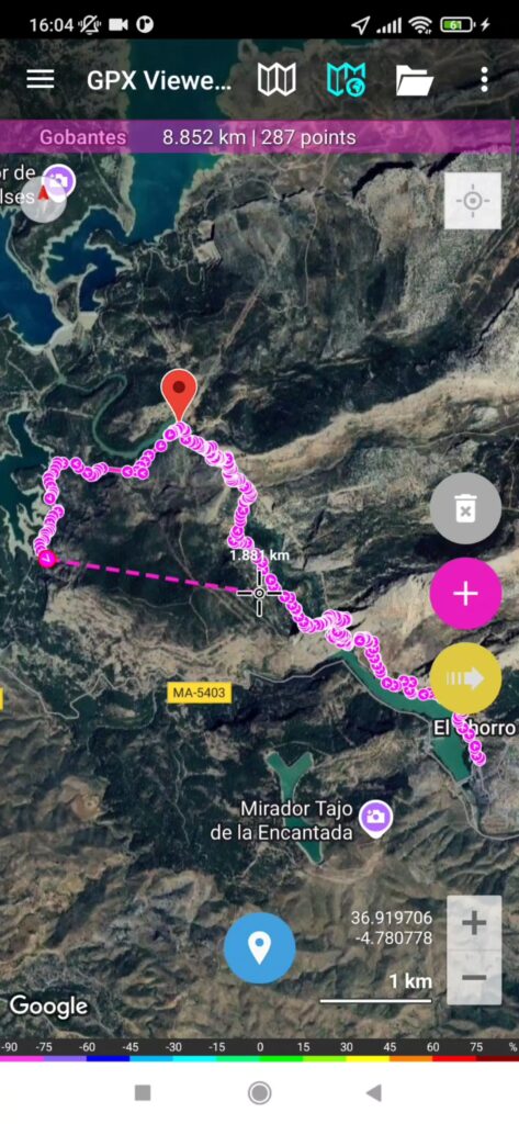 editing track with GPX Viewer PRO