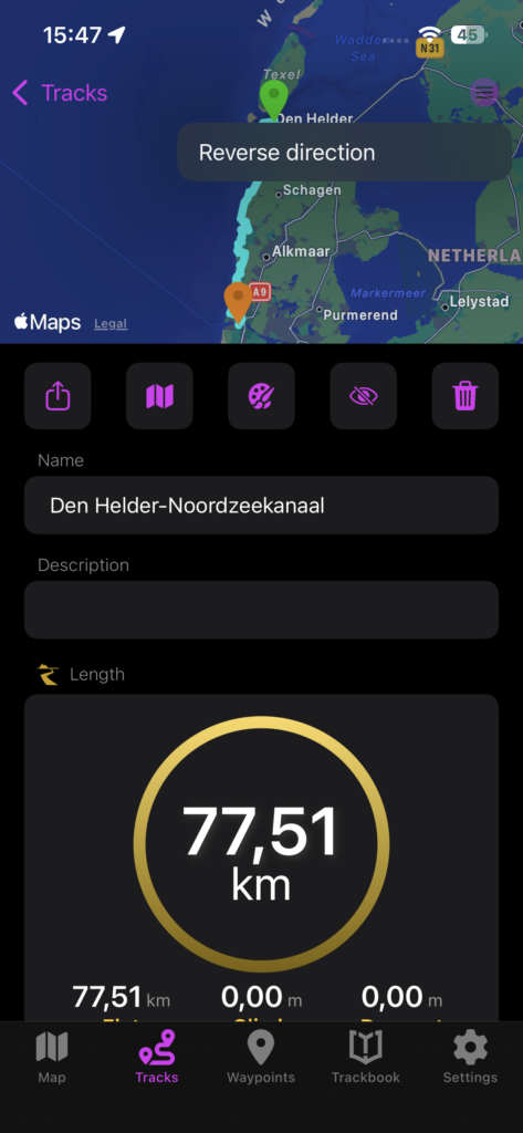 GPX Viewer PRO iOS reverse direction